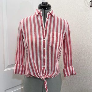 J. Crew Striped Summer Tie Front Blouse